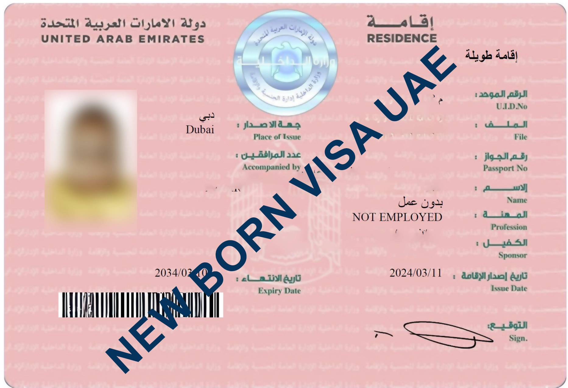 Issuing a new residence permit for a newborn